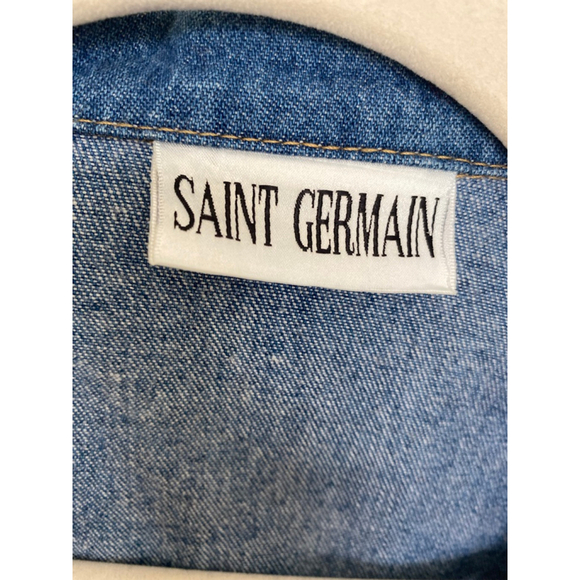 Saint Germain Embroidered Denim Vest Boho Western Artisan Vintage Ranch Festival - Picture 7 of 9